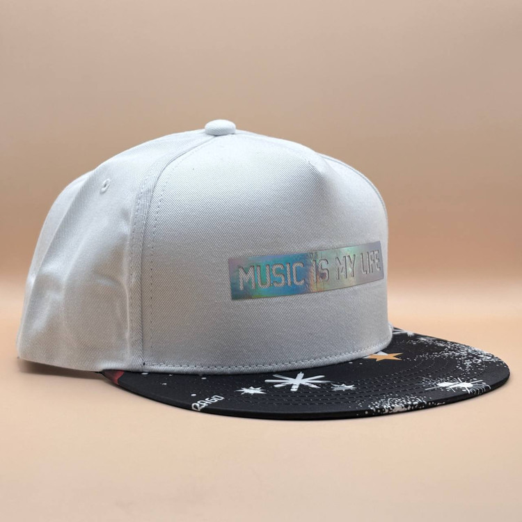 کلاه کپ کره ای سفید مدل MUSIC