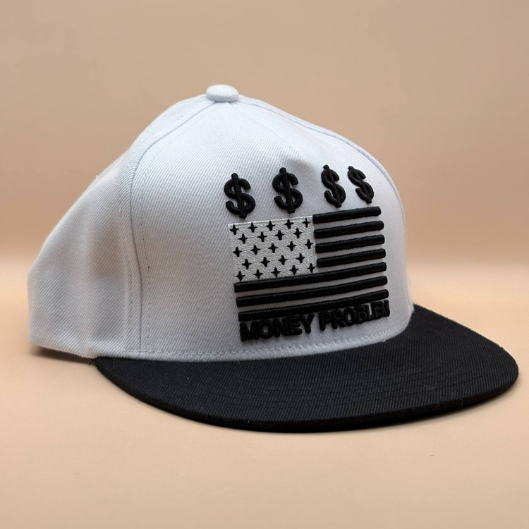 کلاه کپ کره ای سفید مدل MONEY PROBLEM