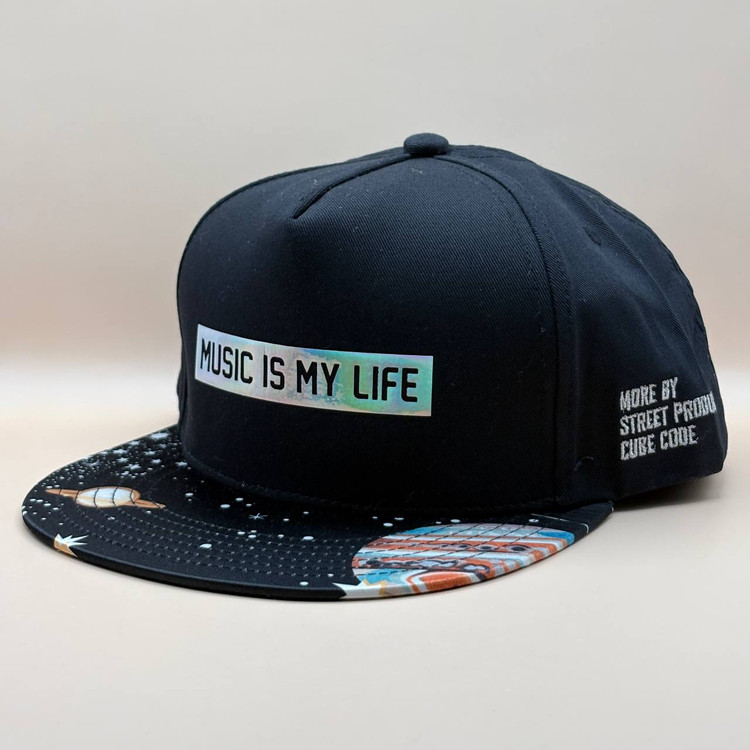 کلاه کپ کره ای مشکی مدل MUSIC IS MY LOVE
